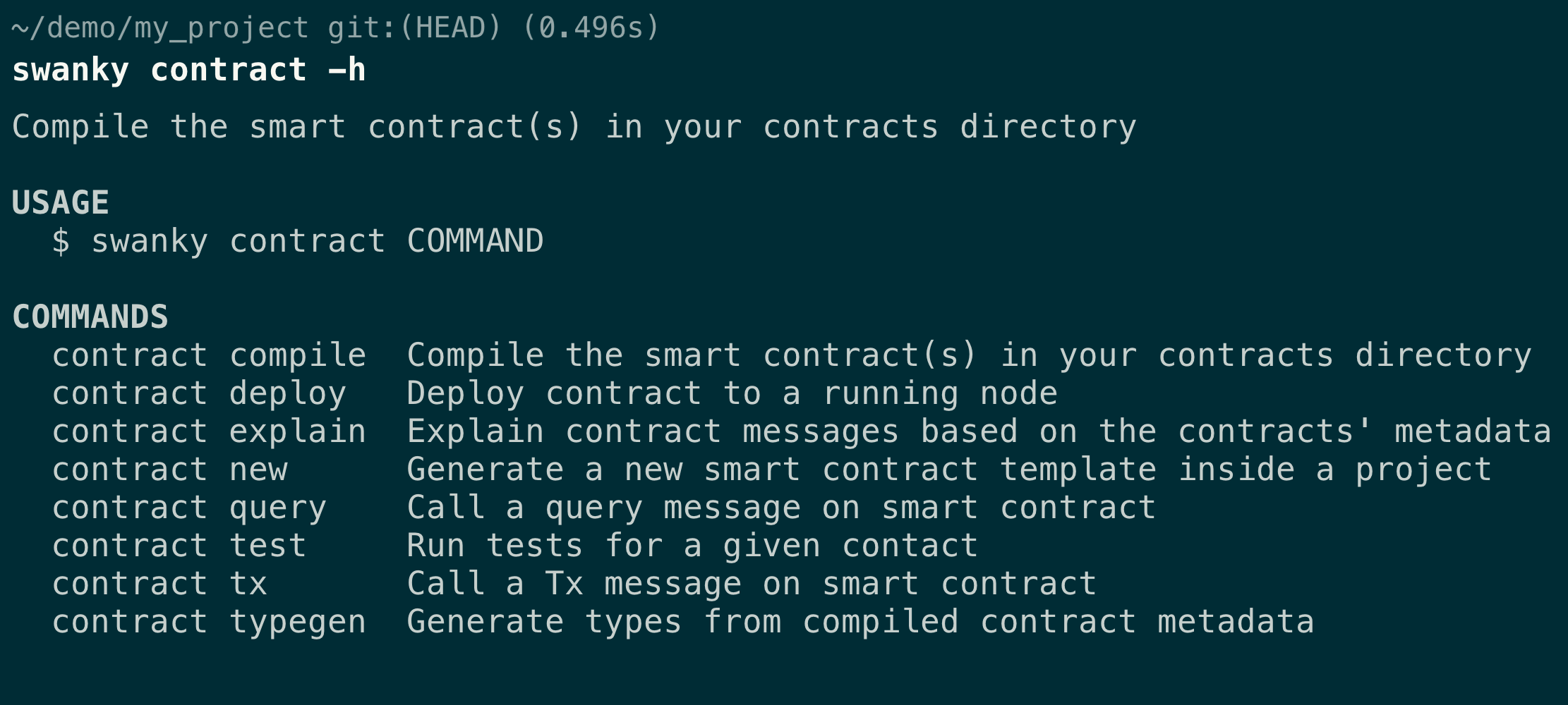 Different `contract` subcommands