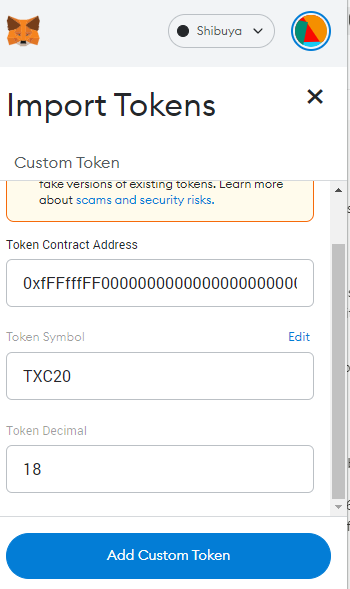 Agregar token customizado